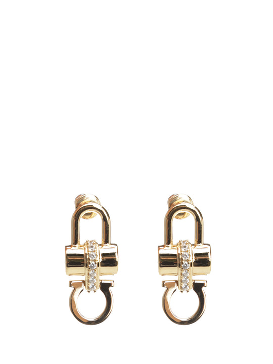 Crystal Embellished Padlock Earrings Jewelry Gold