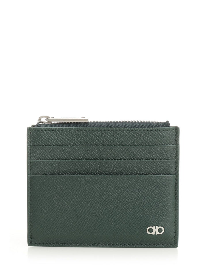Ferragamo Card Holder With Zip Wallets - Green | 40471e0542847c676ec0c8191d784085e8c7b8ff