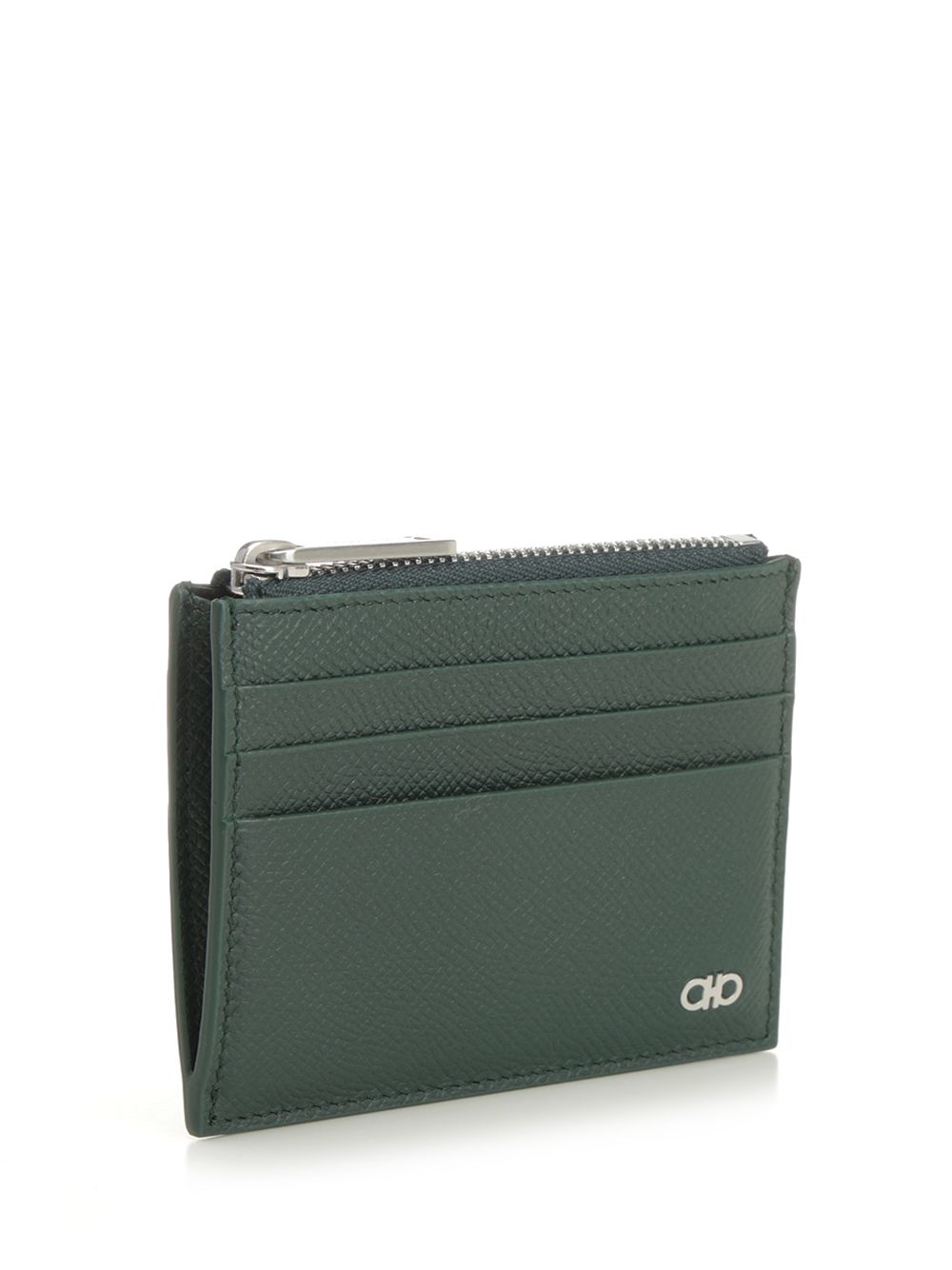 Ferragamo Card Holder With Zip Wallets - Green | 36c21bb1d23535bbd368059f52668e6c8e5f689e