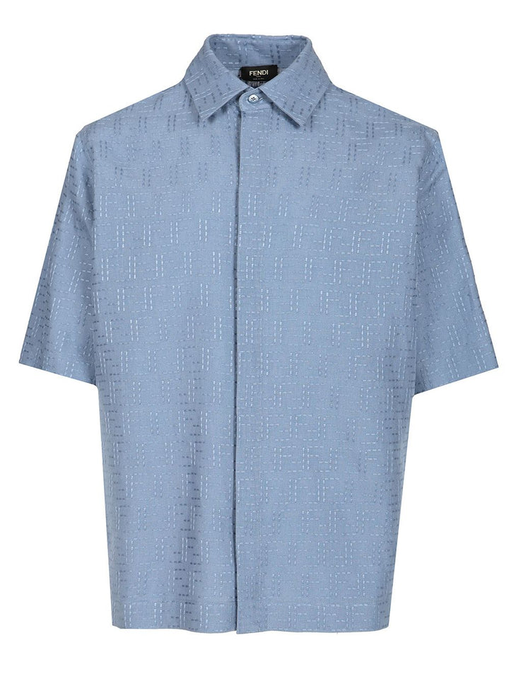 Fendi Black Linen Ff Jacquard Shirt Shirts - Light blue | 90f8b2bd533eaf7ff35a835ca90a8c759b8a5987