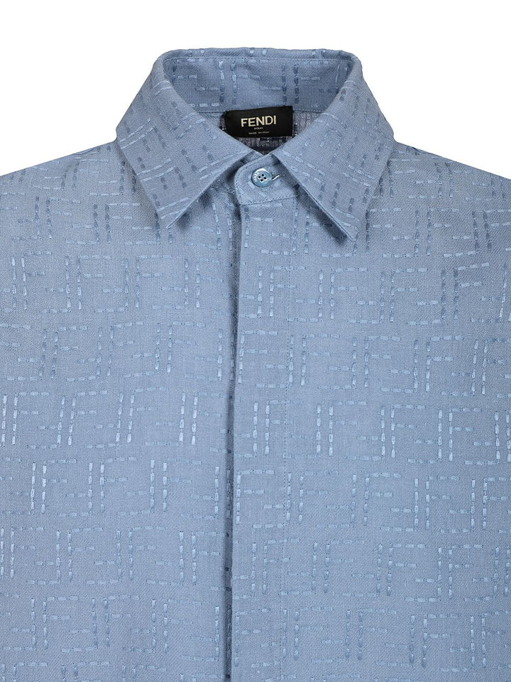 Fendi Black Linen Ff Jacquard Shirt Shirts - Light blue | a73261074ef2eeb4cae0c1e0816172b03a37ea7b