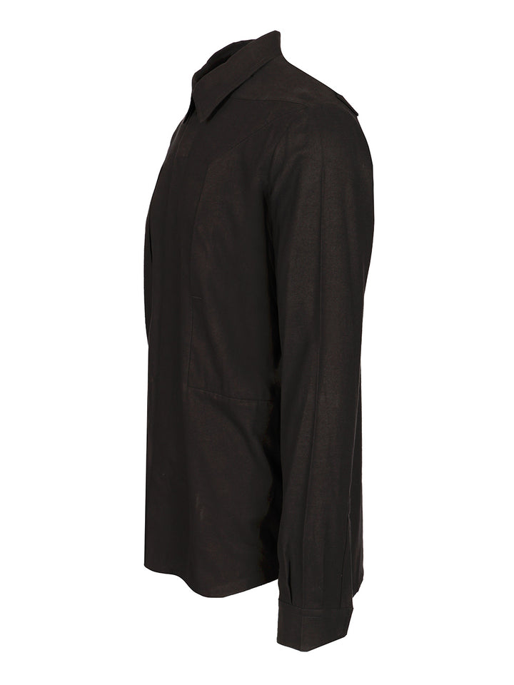 Rick Owens Cotton And Wool Overshirt Shirts - Black | c2724f9d181a51a1f3e58f89088c26c6a161eca0