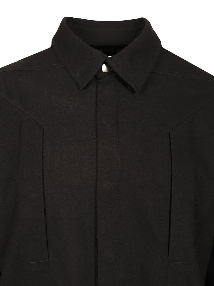 Rick Owens Cotton And Wool Overshirt Shirts - Black | 8900992b9b22141ab8dacf5270e5dcc0ce231027