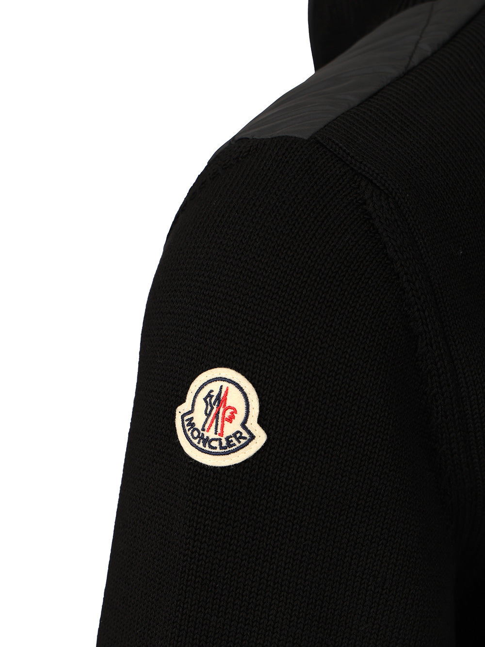 Moncler Cotton Padded Cardigan With Zip Knitwear - Black | e2e09db4f1d5d1acdd93f503949f631e5f62c054