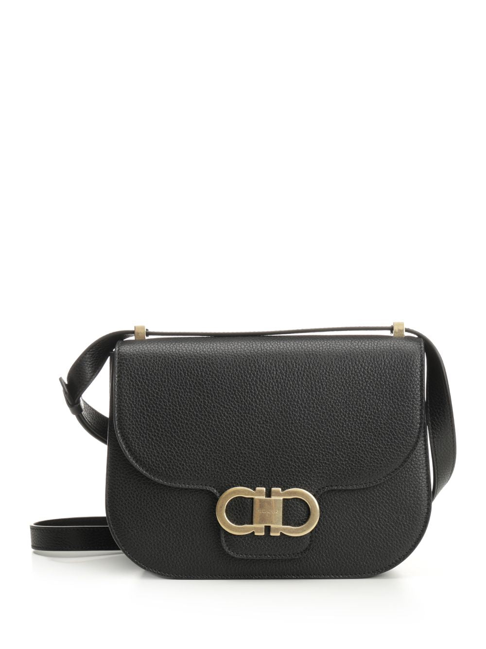 Ferragamo Double Gancini Shoulder Bags - Black | 40bd8c9d192a04d85127a17b680754263c2d09b1