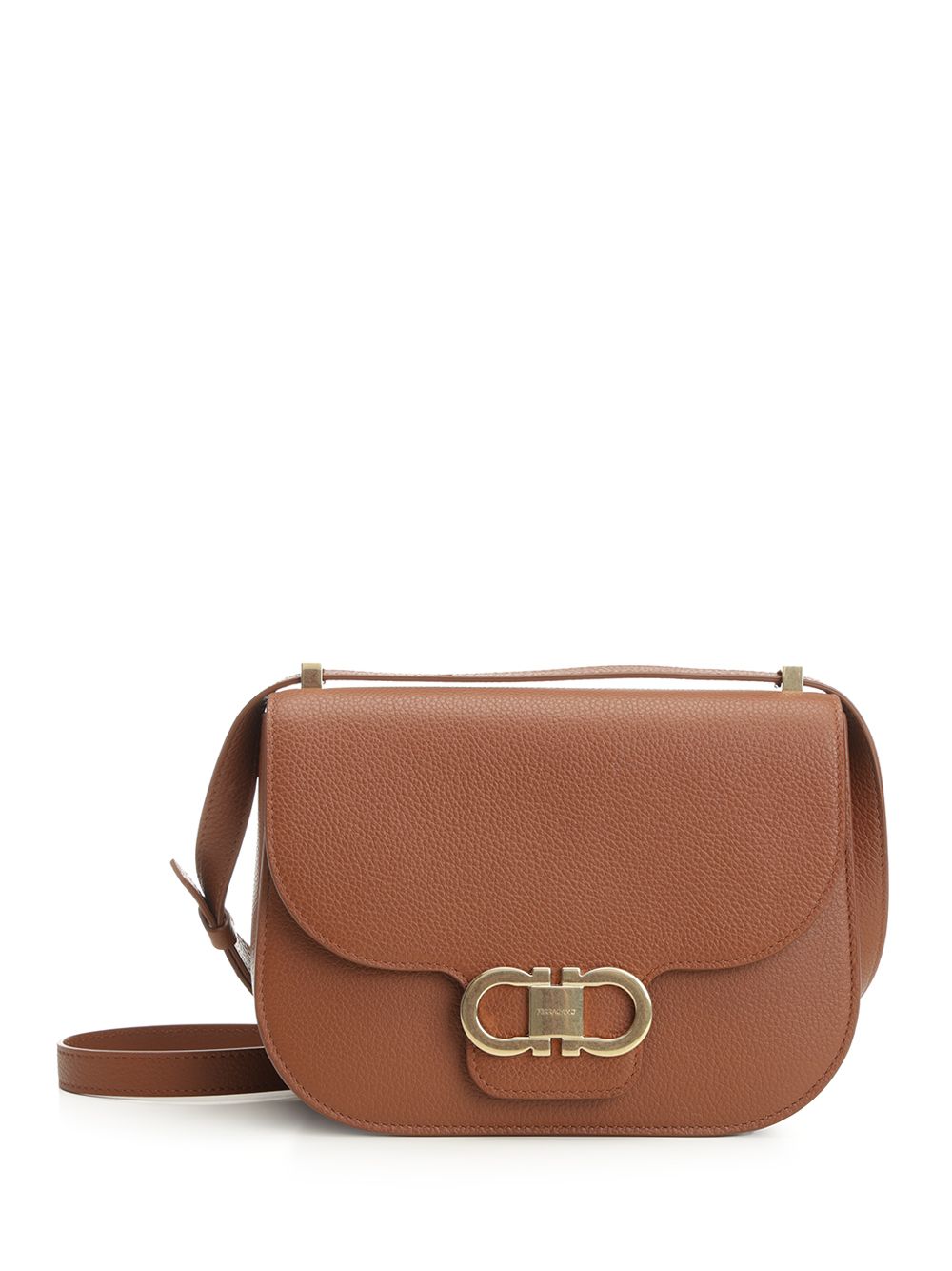Ferragamo Double Gancini Shoulder Bags - Brown | 7444aa5adf5f014ab316035dcc9de76c33043697