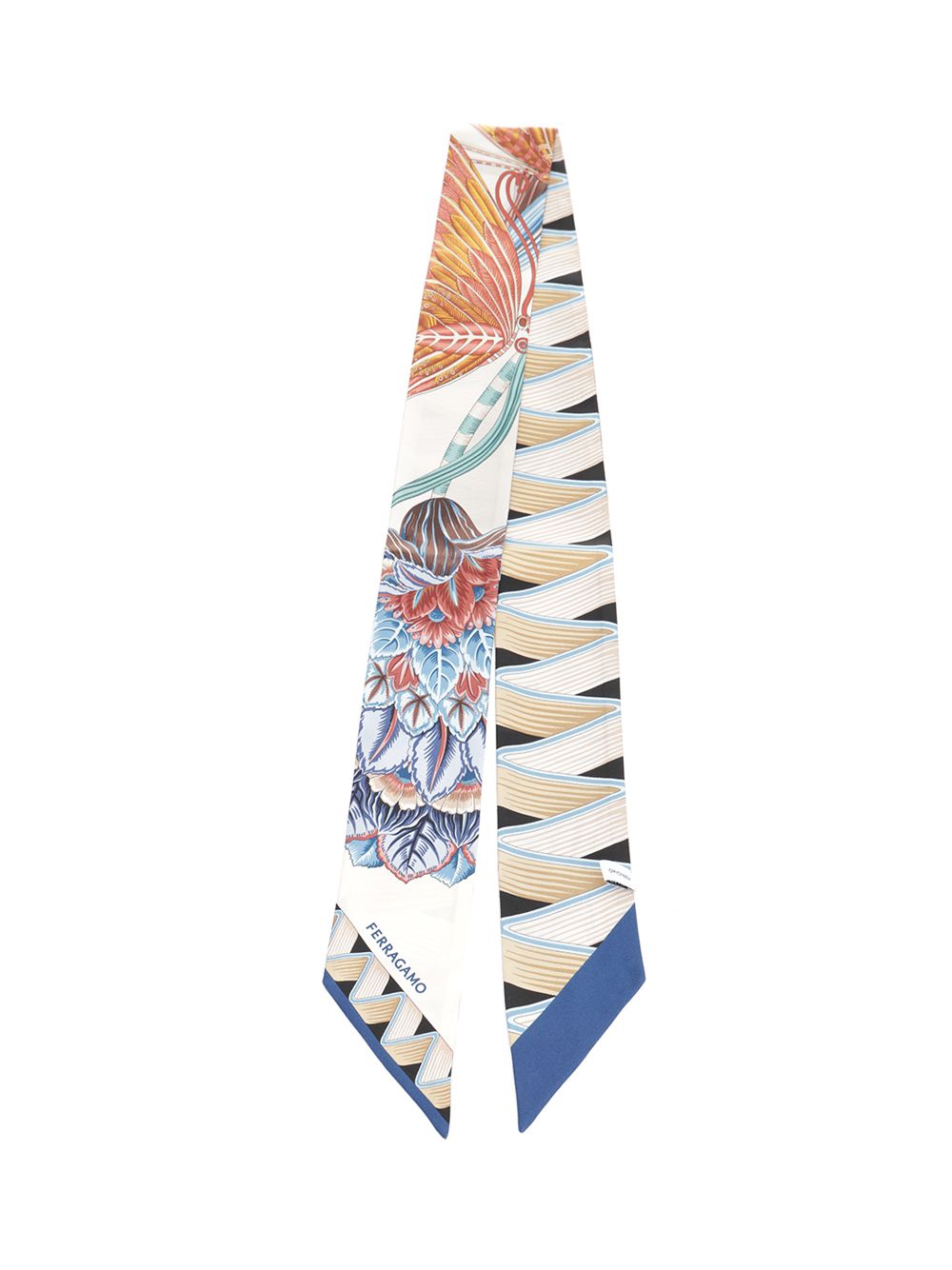 Ferragamo Giada Print Mini Bandeau Scarves And Foulards - White | 479df667bc155f5d846e03bcafd2ebf1b5180173