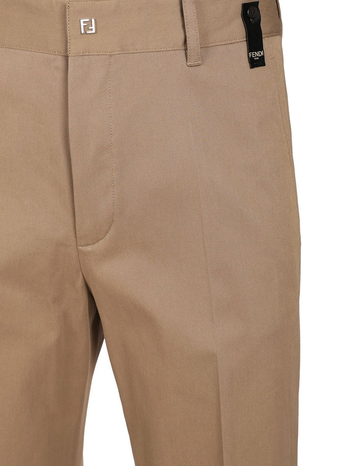 Fendi Gabardine Cigarette Trousers - Beige | 68baa4ad4f65a438776f6f0ca1e12fef6587032c