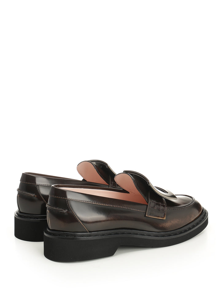 Roger Vivier Viv' Rangers Leather Loafers Scarpe basse - Brown | f4eabf271e4cd783b84deaf5c169b806488bc8f6