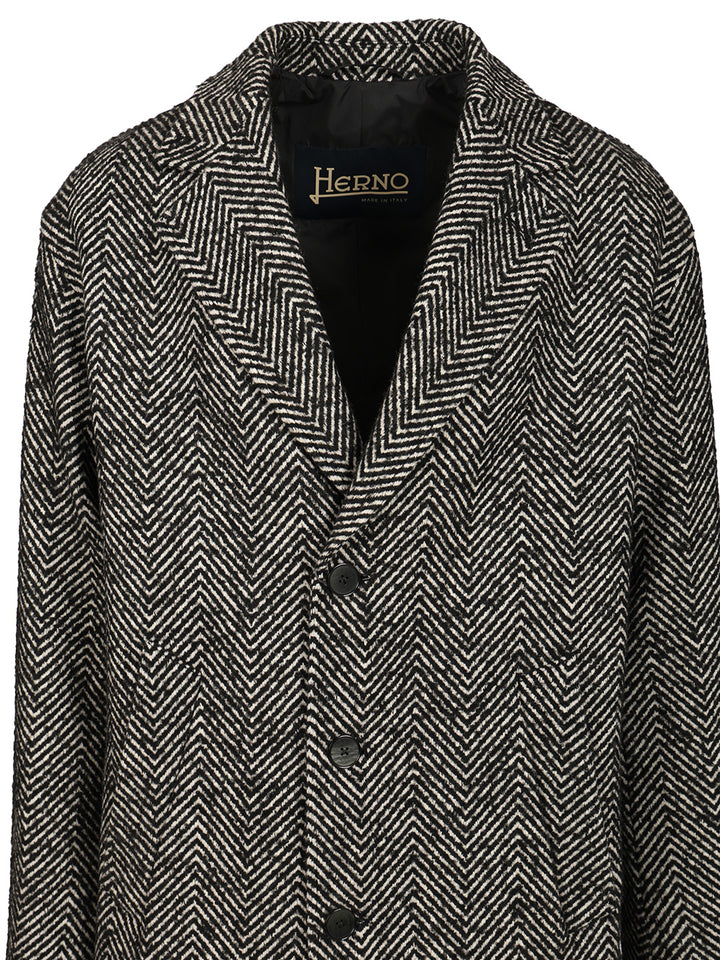 Herno Wool Chevron Coat Coats - Multicolor | 93ee6a598d6d560cf8443223c95646adf0c8fb5b