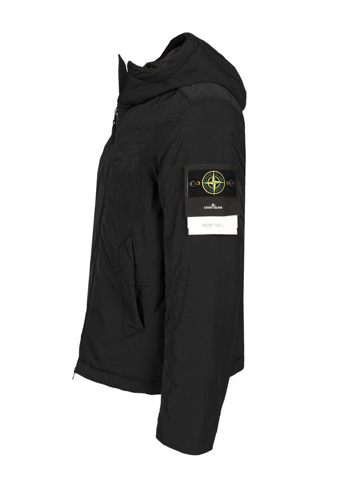 Stone Island Micro Twill Padded Hooded Jacket Jackets - Black | 6e7f0fe80f5563d6353c82e35bc877f5f0534eb4