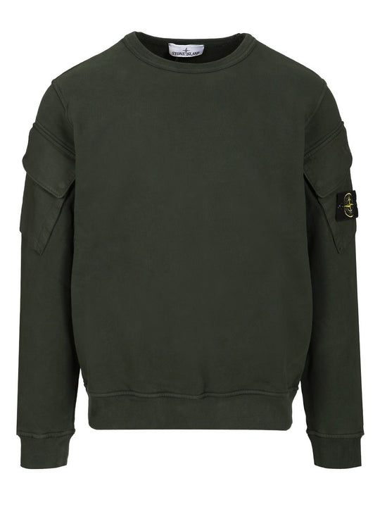 Crewneck Sweatshirt In Brushed Organic Cotton Sweatshirts Green