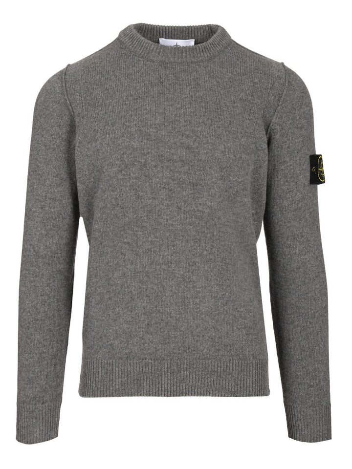 Stone Island Lambswool Crewneck Sweater Knitwear - Grey | 383bf7dcae91688d831b379c6381bc179bd5b79f