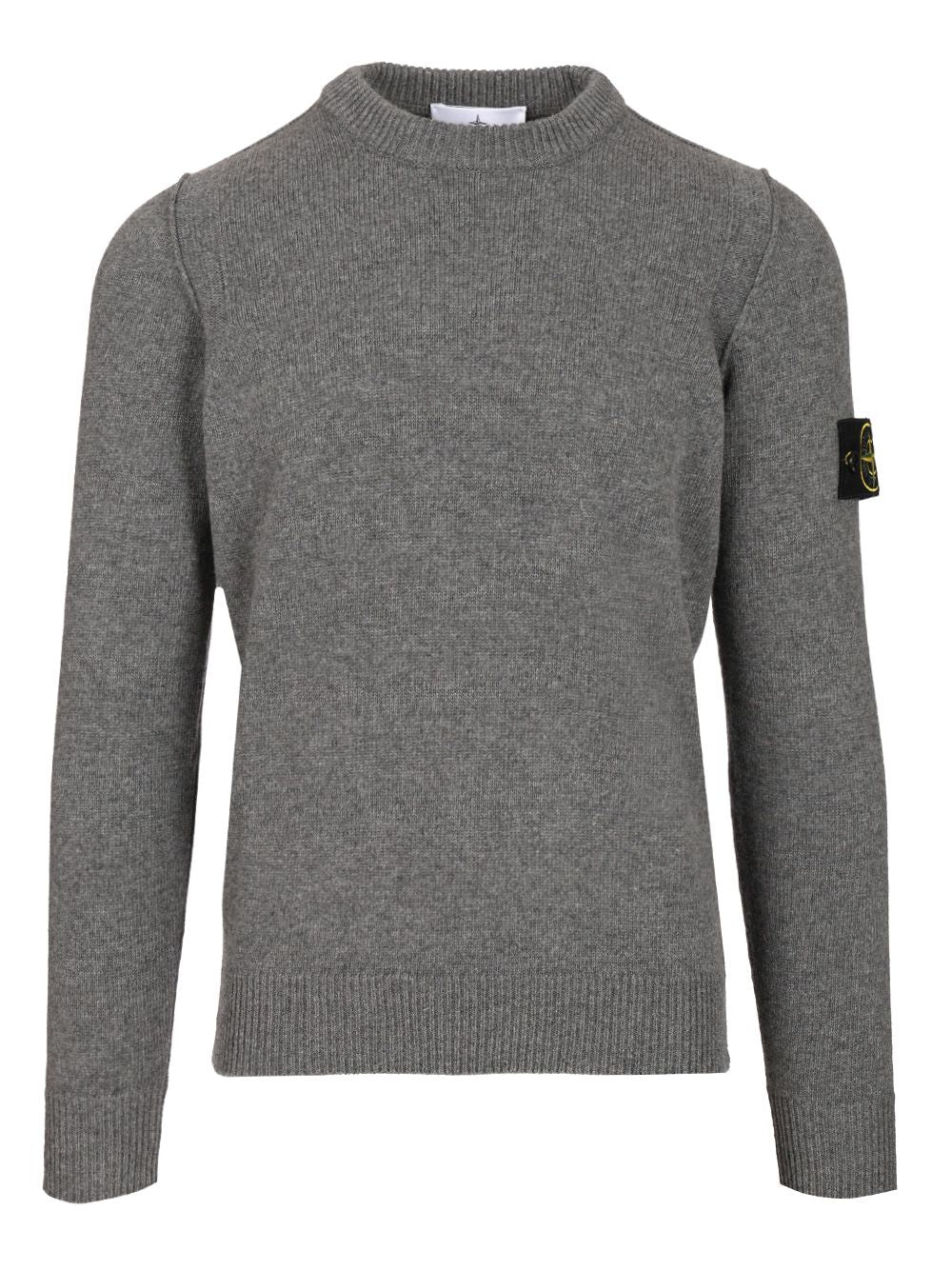 Stone Island Lambswool Crewneck Sweater Knitwear - Grey | 383bf7dcae91688d831b379c6381bc179bd5b79f