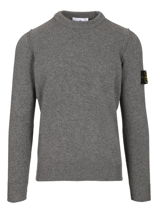Lambswool Crewneck Sweater Knitwear Grey