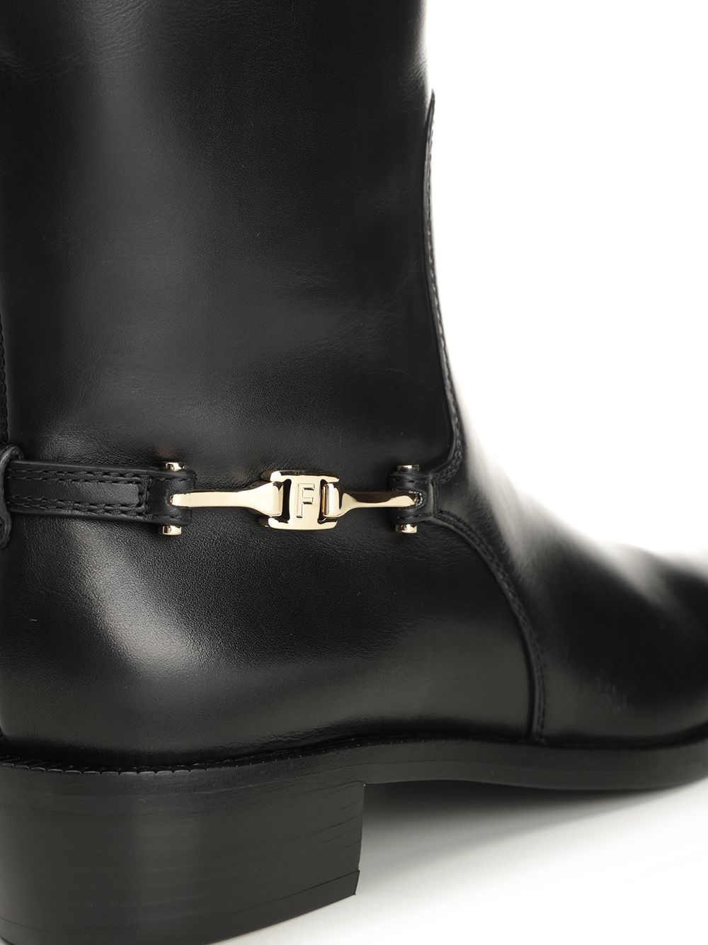 Ferragamo Boot With F Buckle Boots - Black | f4909b2d69c0a190e3840e447d5e67ab06e3a188
