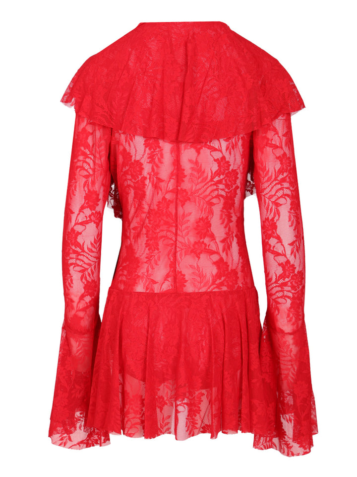 Norma Kamali Ruffle Mini Dress Dresses - Red | 9fb748effd73e7aeeb945cfc85045bbd31472377