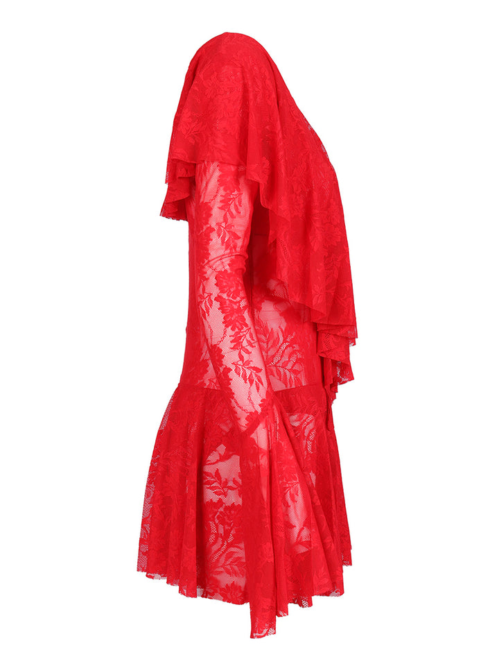 Norma Kamali Ruffle Mini Dress Dresses - Red | e2ce683a669b053bed48d550d7f670e0716ba8c6