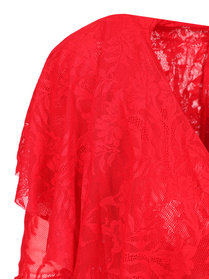 Norma Kamali Ruffle Mini Dress Dresses - Red | 0e449941a30cbbe1f0f7f367fd13cef9d2380aba