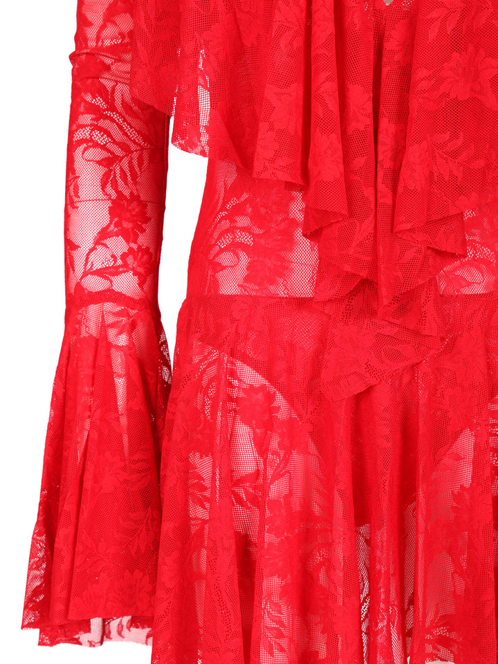 Norma Kamali Ruffle Mini Dress Dresses - Red | 83b8fcf059bb8d7885077bb9ecf7477c395da207