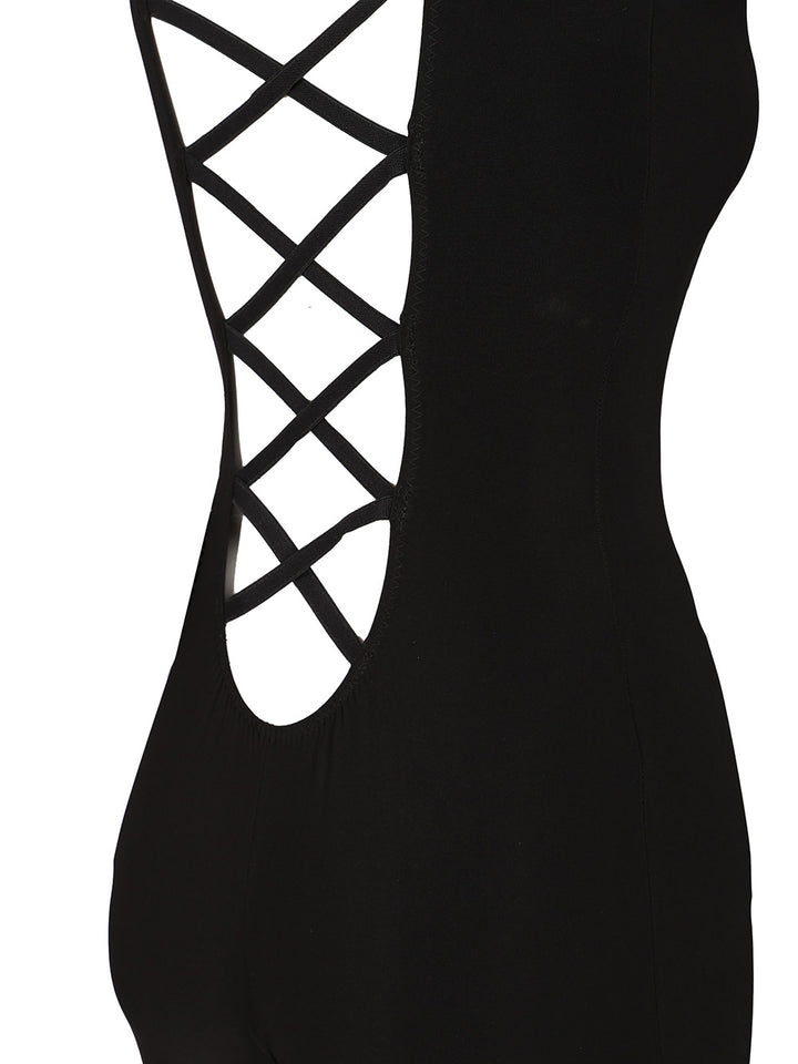 Norma Kamali One-Piece With Cross-Back Details Dresses - Black | 98d51a5bab62e8612ae20fa1027b6721604629b2