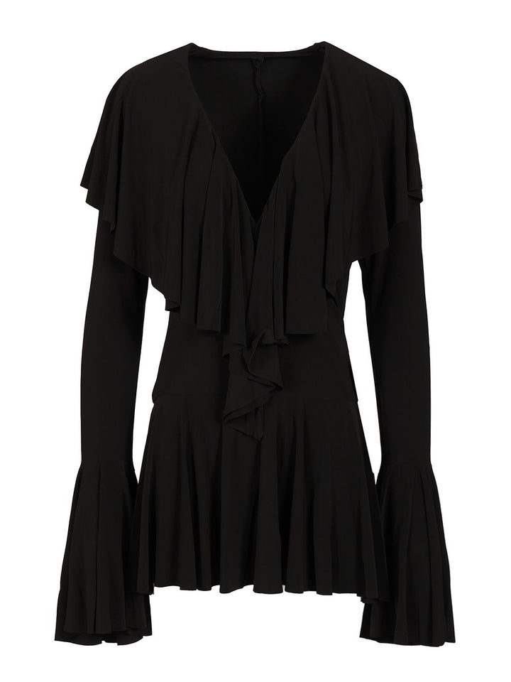 Norma Kamali Ruffle Mini Dress Dresses - Black | ab02add2443344eb8123a85b7589f6f133ed6aec