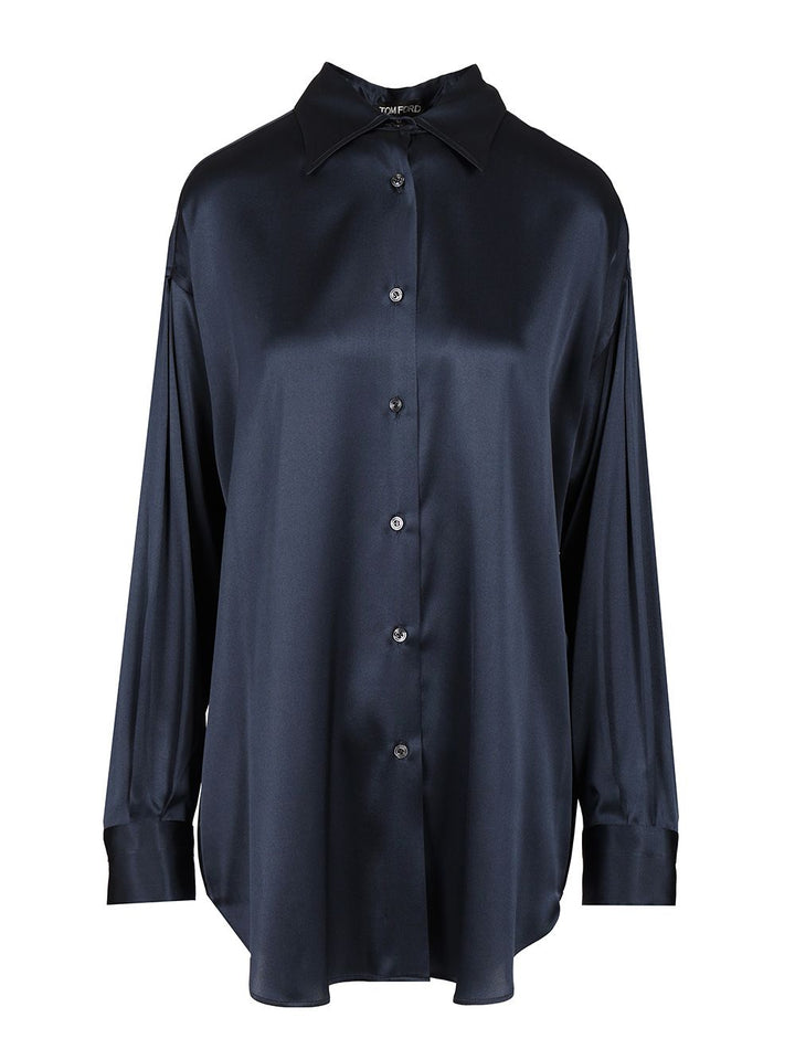 Tom Ford Stretch Silk Satin Shirt Shirts - Blue | afdaa07f555e038ba394dfcb540df6ef40ee8af8