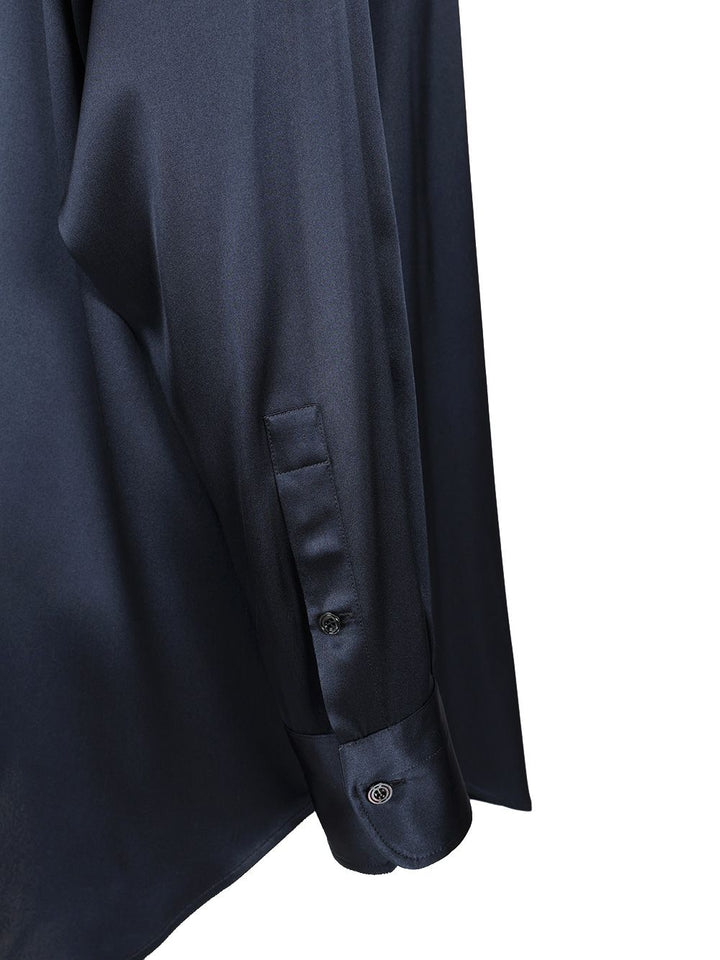 Tom Ford Stretch Silk Satin Shirt Shirts - Blue | 5c51a627146100733d5b7515710a97c33c45d3ab