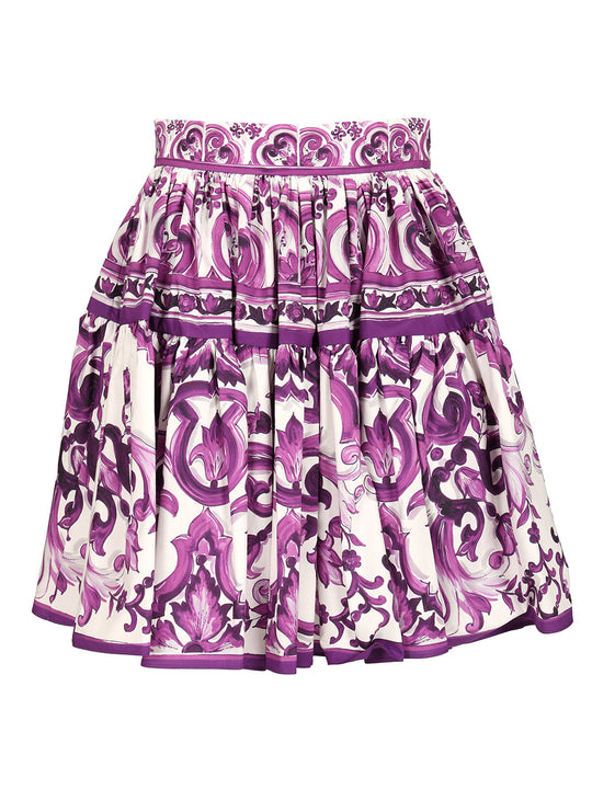 Short Skirt With Maiolica Print Skirts Violet