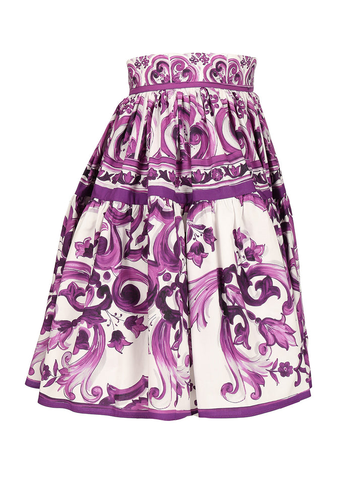 Dolce & Gabbana Short Skirt With Maiolica Print Skirts - Violet | 0001a050214c609886b6fb518ff8dbc5ec363d85