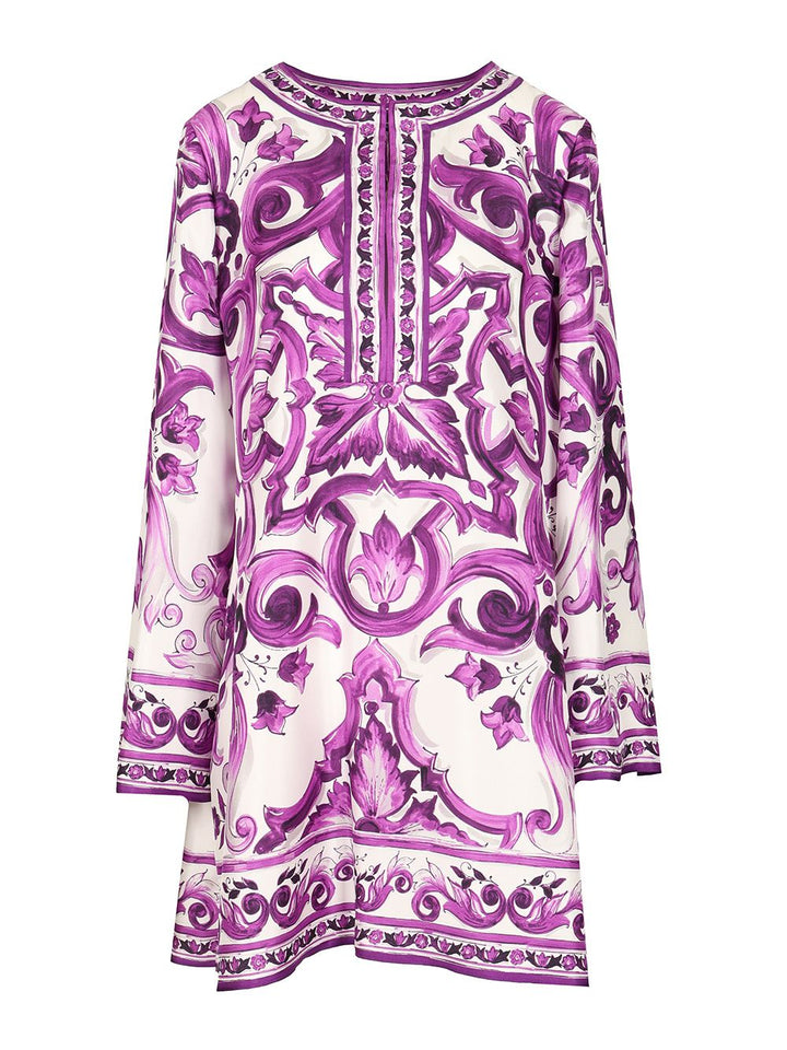 Dolce & Gabbana Maiolica Print Twill Dress Dresses - Violet | dd5203358a937b20b4bd5de4b75a3e4cb51c80c5
