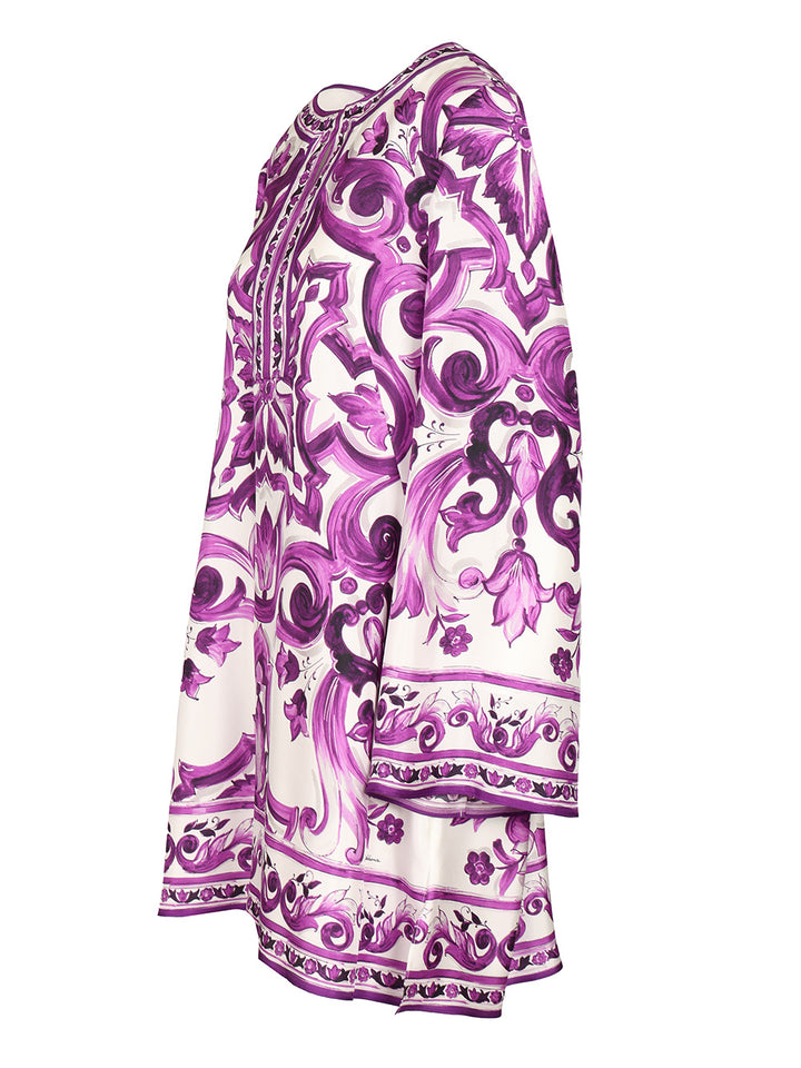 Dolce & Gabbana Maiolica Print Twill Dress Dresses - Violet | bd749e24211d6430b80a4cb1ce09e62d64444107