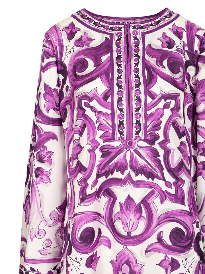 Dolce & Gabbana Maiolica Print Twill Dress Dresses - Violet | 73a014d08901d44d12bddf2961549de64d3a14c2