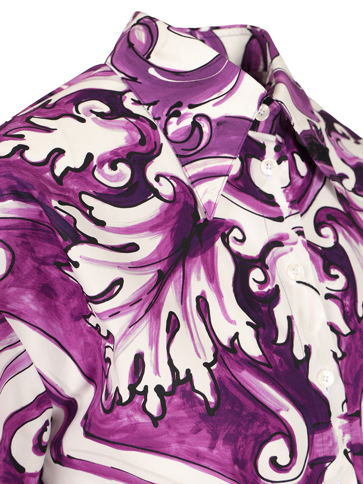 Dolce & Gabbana Maiolica Print Poplin Shirt Shirts - Violet | 7ed16da55aa45970bee869beac2266945790ddc6