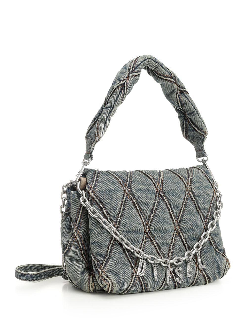 Diesel Charm-D Shoulder Bags - Grey | 9595d2b2c1593093134ed93ed3031503d9f24d6c