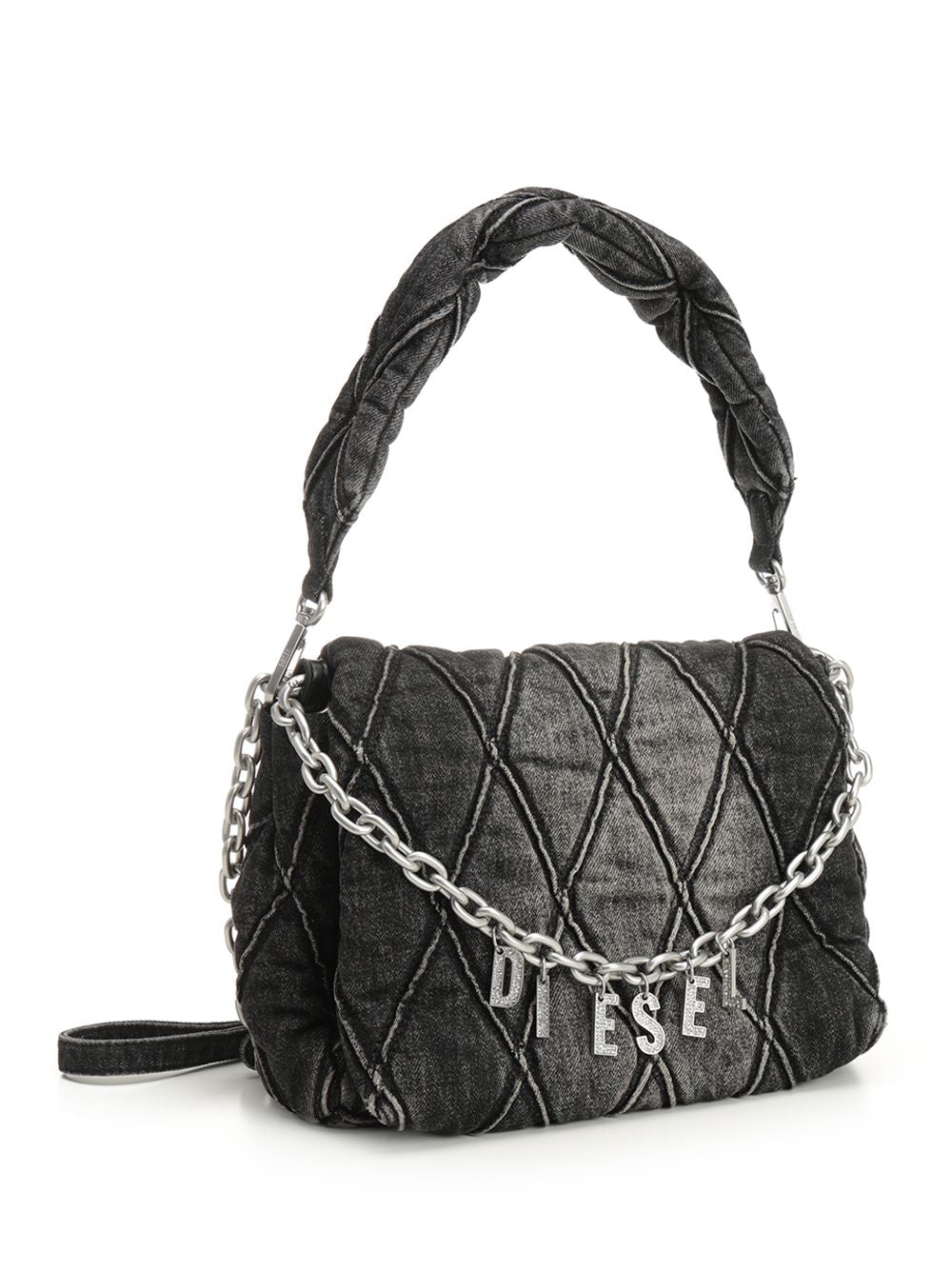 Diesel Charm-D Shoulder Bags - Black | 36727aca70f9b74d063e91fc1480f8aafb8d7823