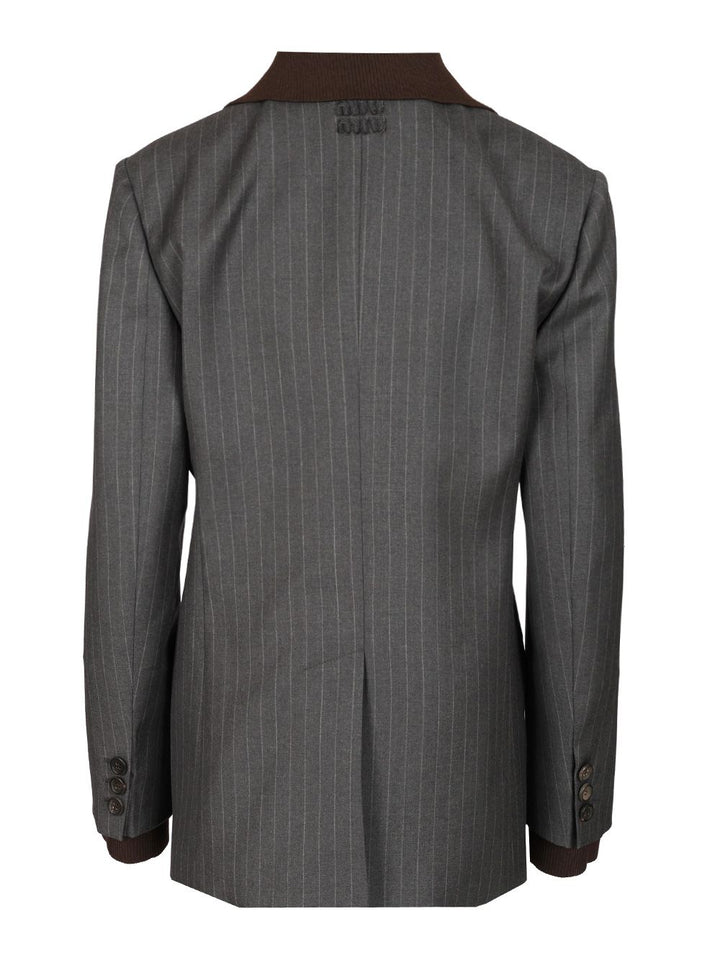 Miu Miu Tailored Single-Breasted Blazer Jackets - Grey | e97909438e81c5f38ff53822158c37600ddb07d0