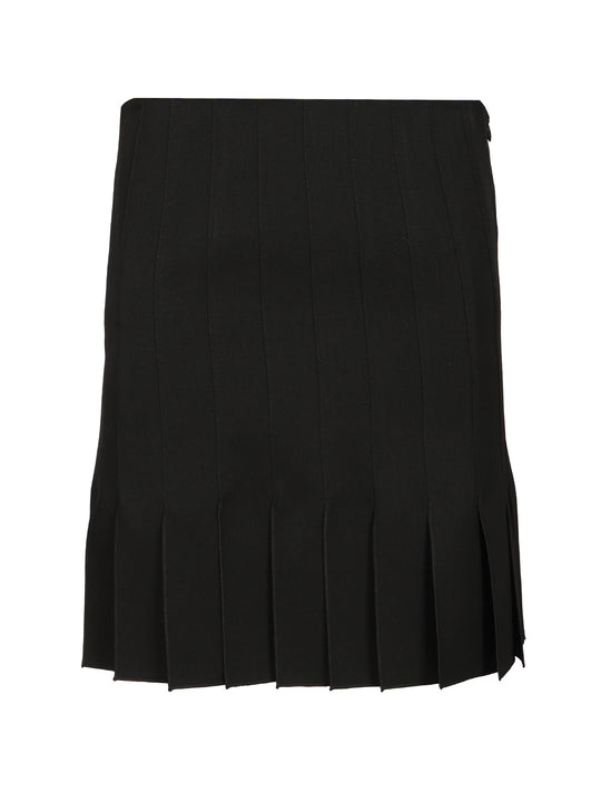 Pleated Wool Mini Skirt Skirts Black