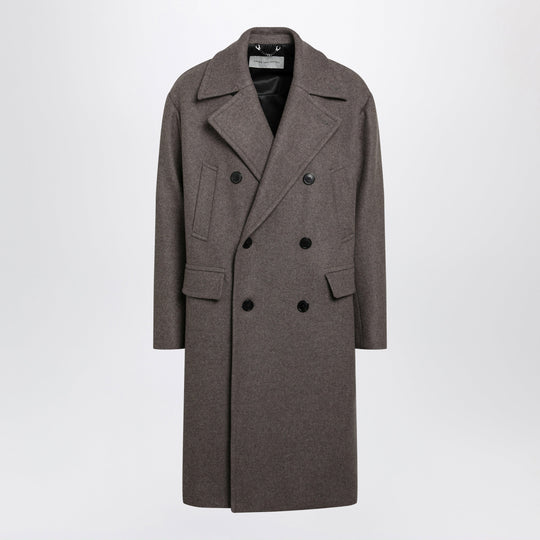 Taupe Double-Breasted Coat In A Wool Blend