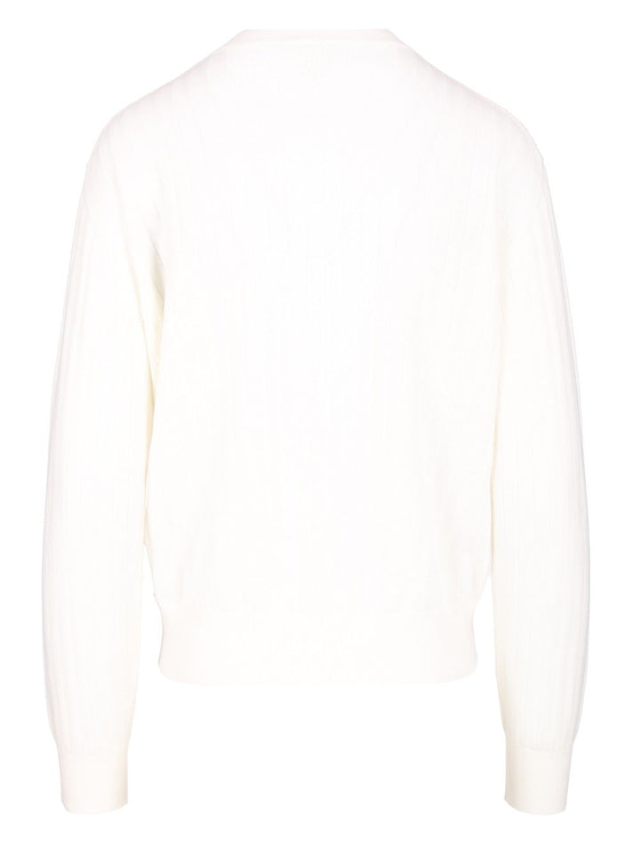 Bottega Veneta Ribbed Wool Cardigan Knitwear - White | e032af1ee594556d9628ef419836004357f8ab61