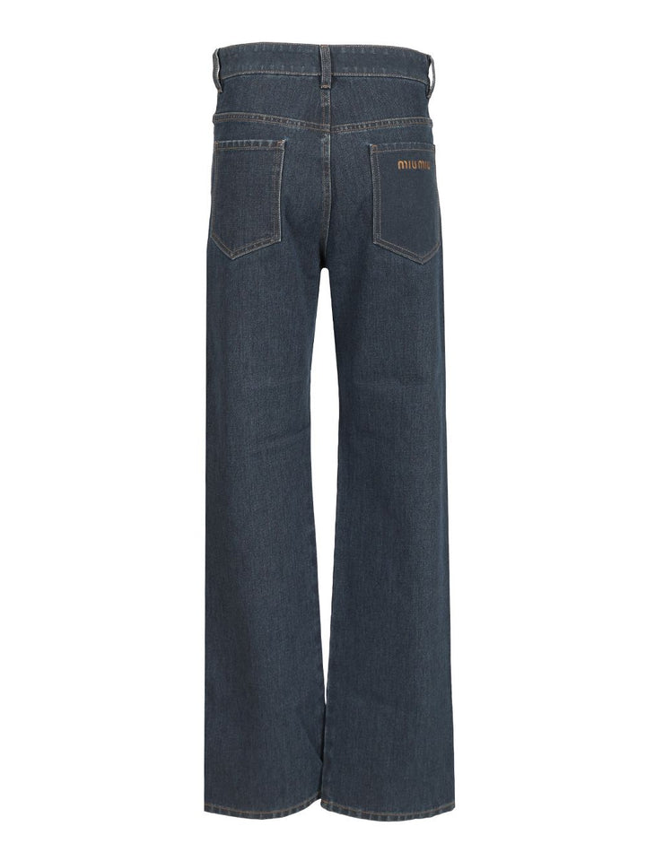 Miu Miu Straight-Leg Denim Trousers Jeans - Blue | 50ca04fd500947deca01d4624b51f167a50a31a5