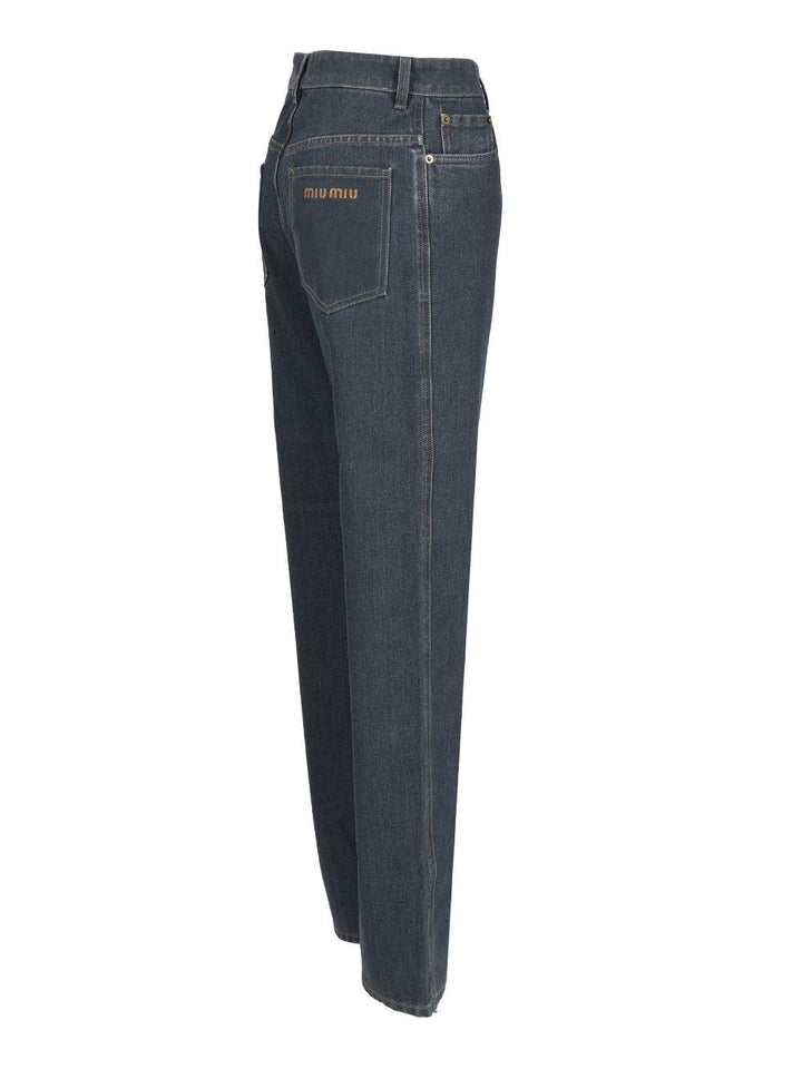 Miu Miu Straight-Leg Denim Trousers Jeans - Blue | ebb296e8328a099708f2a98ae79c2eac683e5ff0