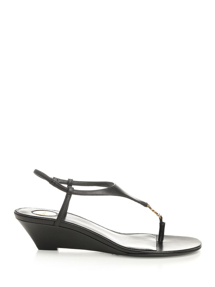 Saint Laurent Cassandre Sandals - Black | e9145399ddd8bff928ef461590acbfaa4982244b