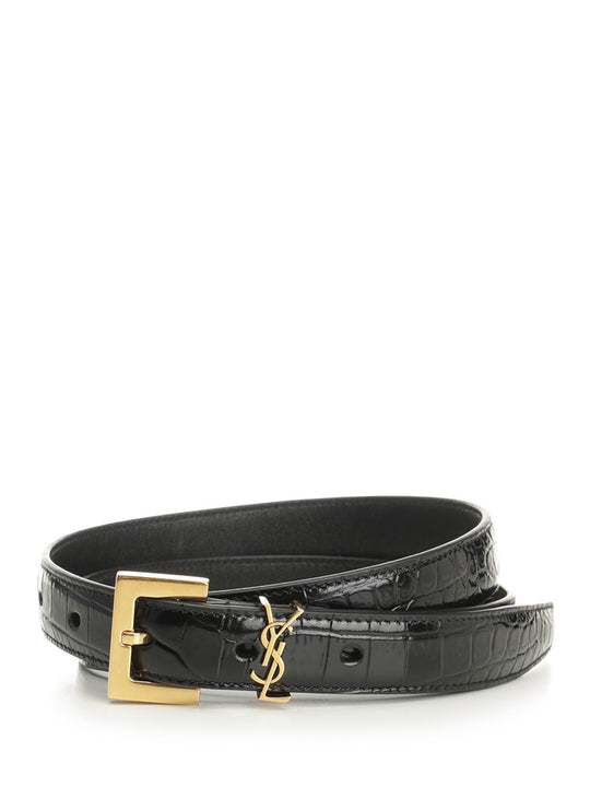 Ysl Logo Belt Belts Black