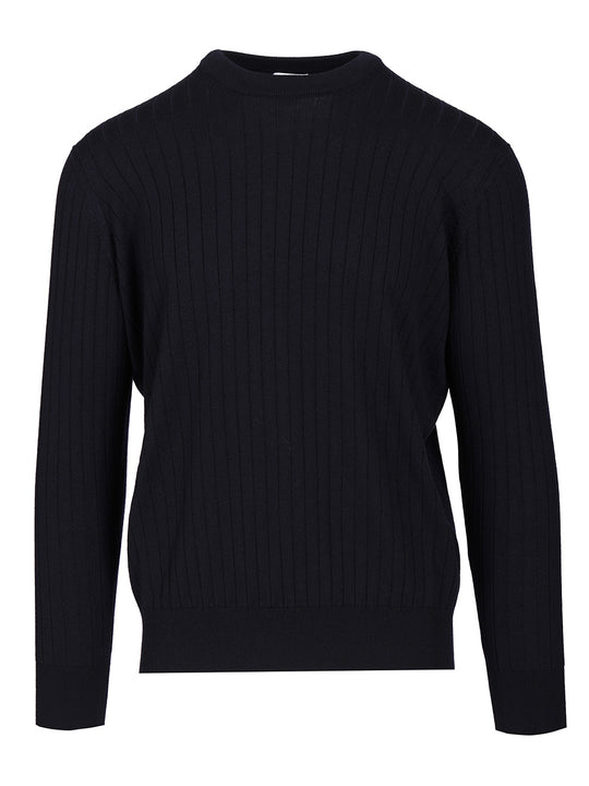 Ribbed Wool Sweater Knitwear Blue