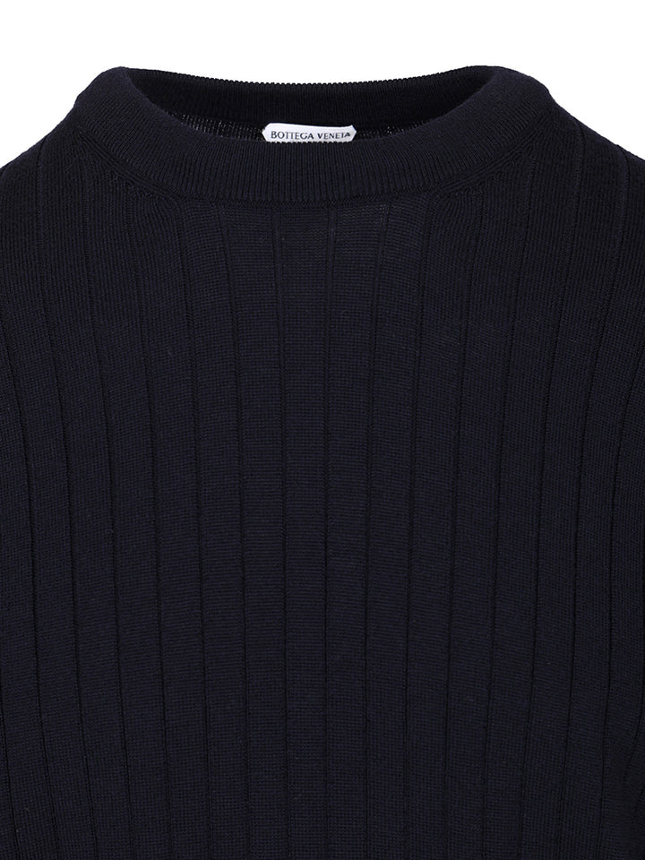 Bottega Veneta Ribbed Wool Sweater Knitwear - Blue | 79e3505a83ed907b2cf43e0d3ca35c5aeda30d43