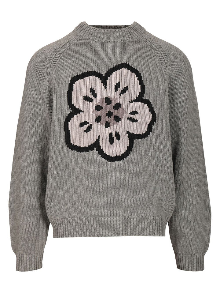 Kenzo Crew Neck Sweater In Cotton And Wool Knitwear - Grey | 111da51daafda94f6b87a0bfd888bfa995d7b2e7