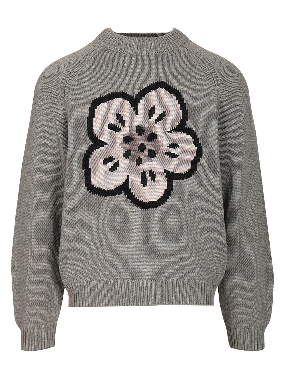 Kenzo Crew Neck Sweater In Cotton And Wool Knitwear - Grey | 8ee4db05a9f489bfc8d827c9d26c47a6efeb21bf