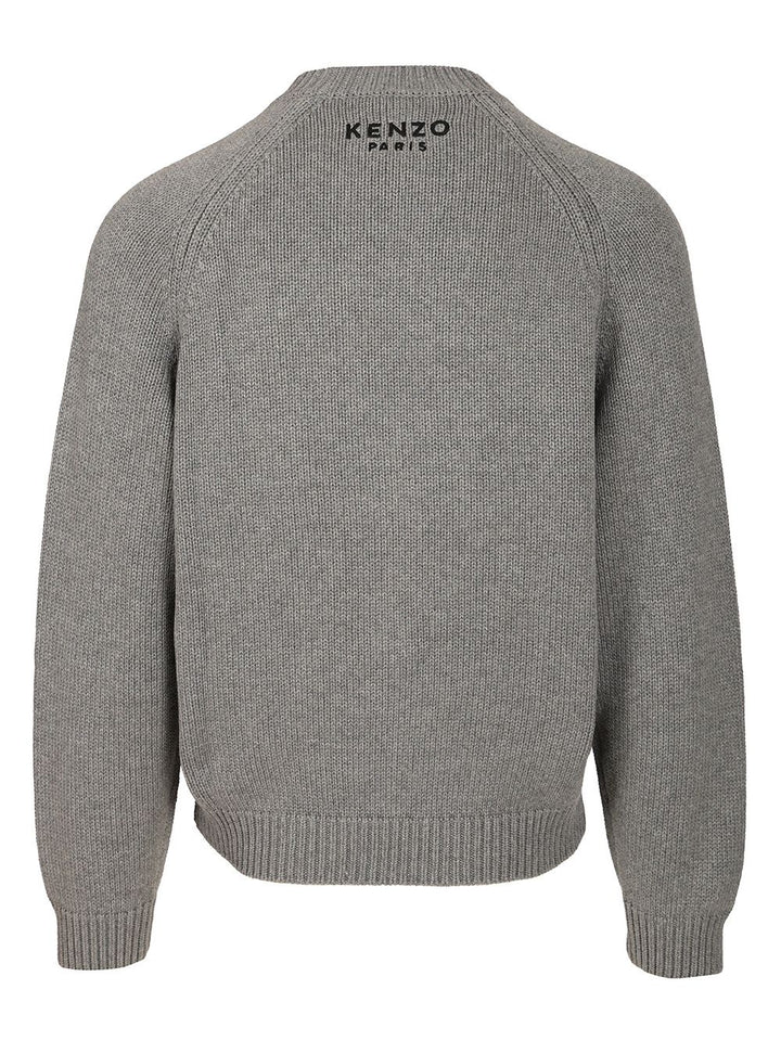Kenzo Crew Neck Sweater In Cotton And Wool Knitwear - Grey | 5ade272a2ac87ebecc1056688d8e7408dfb672ca