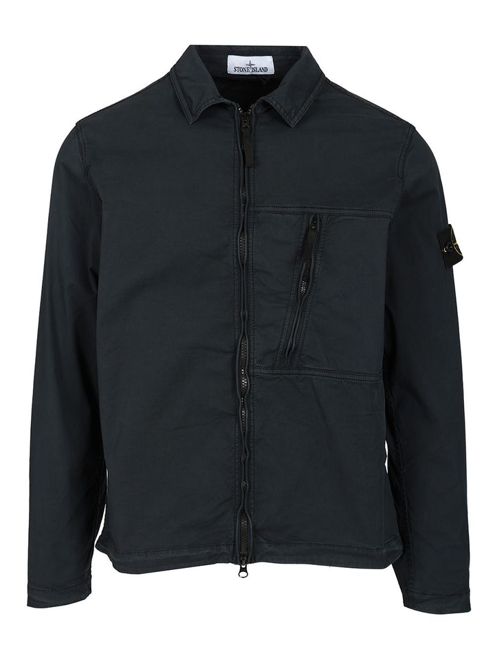 Stone Island Supima® Cotton Overshirt Shirts - Blue | bfbc3f44357874f890494c73f5c2e31011c0f93f
